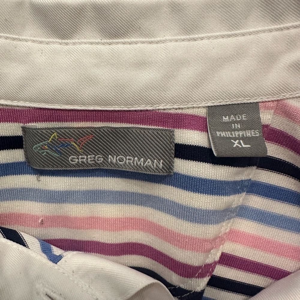 Greg Norman Womens XL Polo Shirt Multicolor Stripe Golf Activewear Cotton Blend - Picture 7 of 10